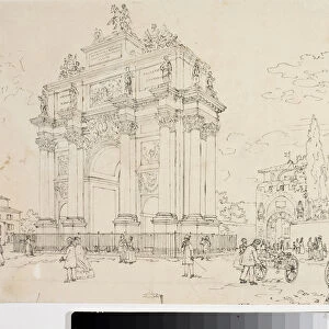 View of the triumphal arch in Porta san Gallo, Florence ( Drawing, ca 1825)