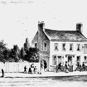 View of the Yorkshire Stingo Public House in Paddington, 1860-1859 (drawing)