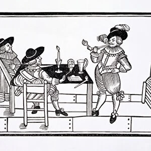 Vintners in a Tudor ale house, from a broadsheet Health to All, 1642 (woodcut)