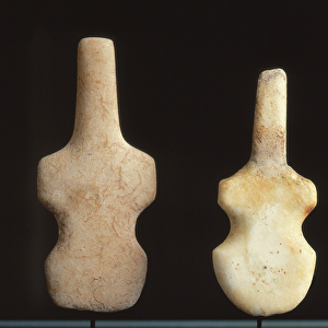 Two Violin-shaped Idols, Cycladic Period (c. 3200-2700 BC) (marble)