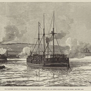 The Volunteer Review at Portsmouth, the Gun-Boats Medina, Medway, Ant, and Speedy opening Fire on the Enemy (engraving)