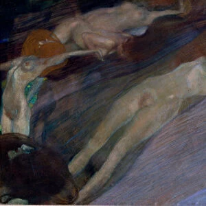 Water agitee (Bewegtes Wasser) Painting by Gustav Klimt (1862-1918). 1898 Dim