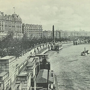 Waterloo Bridge, Victoria Embankment, Westminster LB: looking north from Hungerford