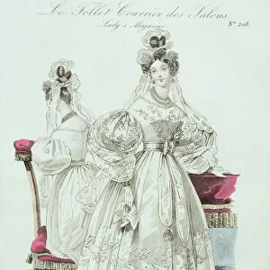 Wedding dress, from Le Follet Courrier des Salons Modes, 1832 (colour litho)