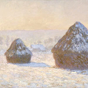Wheatstaks, snow Effect, Morning, 1891 (oil on canvas)