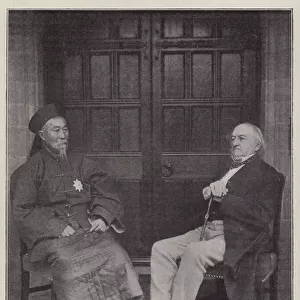 William Ewart Gladstone and Li Hung Chang, at Hawarden (b / w photo)