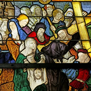 Window depicting the Via Crucis with Veronica and the veil (stained glass)