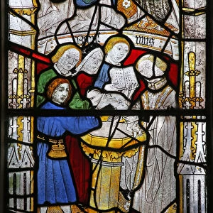 Window Ew depicting the Seven Sacraments: Baptism (stained glass)