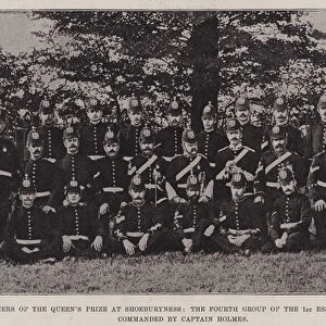 Winners of the Queens Prize at Shoeburyness, the Fourth Group of the 1st Essex Artillery, commanded by Captain Holmes (b / w photo)