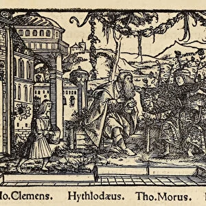 Woodcut from 1518 third edition of Utopia by Sir Thomas More (1478-1535