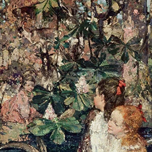 A Woodland Scene with Children and Goats, 1900 (oil on canvas)