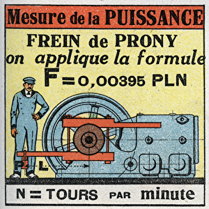 Work and power: measurement of power with Prony brake. Anonymous illustration from 1925