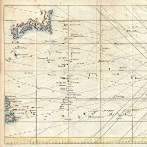 1748, Seale Map of the Pacific Ocean w- Trade Routes from Acapulco to Manila, topography