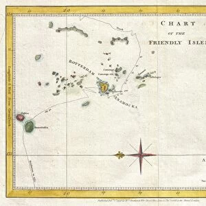 1777, Cook Map of the Friendly Islands or Tonga, topography, cartography, geography
