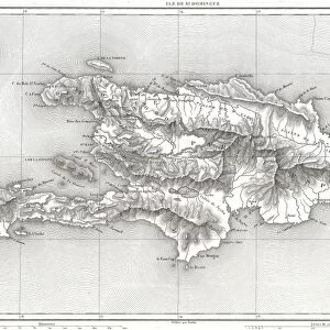 1859, Dufour Map of Hispaniola or Santo Domingo, West Indies, Haiti, Dominican Republic