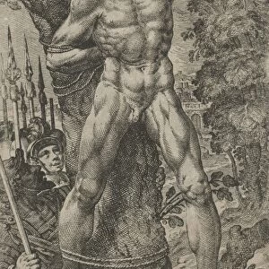 Achior tied to a tree, Pieter Feddes van Harlingen, 1615