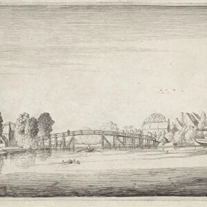 Boats at a village on a river, Jan van de Velde (II), 1603 - 1641