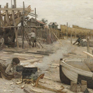 Boatyard 1875 Jean-Charles Cazin French 1841-1901
