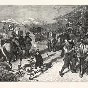The Cow Boys Breaking Camp Drawn W. A. Rogers, Engraving 1880, Us, USA