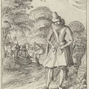 Elegant party in the woods, Claes Jansz. Visscher (II), 1615