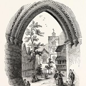 Entrance Bartholomew Close, Smithfield, London, England, engraving 19th century, Britain
