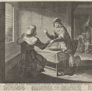 Esau sells his birthright to Jacob, print maker: Anonymous, Claes Jansz. Visscher II
