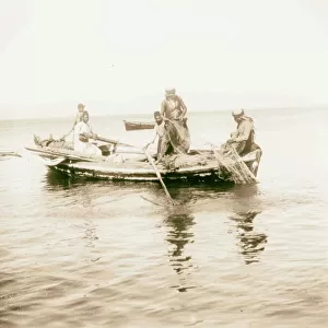 Fishermen boat Sea Galilee 1898 Israel