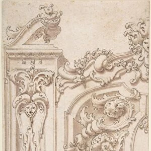 Half Design Ornament 18th century Pen brown ink
