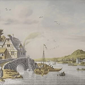 Houses along a River, Jonas Zeuner, 1770 - 1814