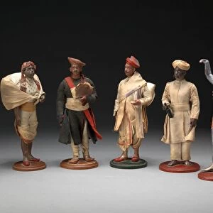 Indian Trades and Occupations A Group of Six Bengali Plaster Figures mid 19th Century