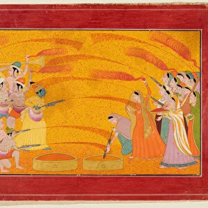 Krishna Celebrates Holi 1770 Northern India Himachal Pradesh