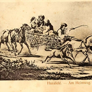 Leiterwagen Horse-drawn wagons Hungary Paintings