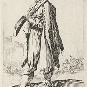 Man with gun and feathered hat, Gillis van Scheyndel (I), Clement de Jonghe, 1649 - 1653
