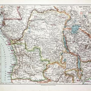 Map of Equatorial Africa, the Republic of Mozambique, the Republic of Angola, Uganda
