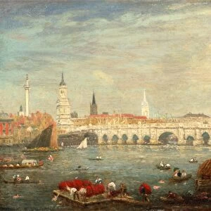The Monument and London Bridge, London Frederick Nash, 1782-1856, British