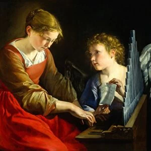 Orazio Gentileschi and Giovanni Lanfranco, Saint Cecilia and an Angel, Italian, 1582-1647