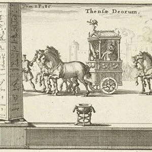 Pictures of Juno and Jupiter in carts driven around, Jan Luyken, Francois Halma, 1690