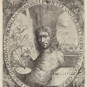 Pieter van der Hulst at half length to the left, sitting in front of a painting