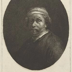 Portrait of Rembrandt, print maker: Johannes Pieter de Frey, Rembrandt Harmensz
