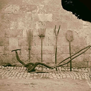 Primitive Arab farm implements plow forks 1898
