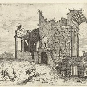 Second view at the Forum Nerva, print maker: Hieronymus Cock, 1550 and / or 1551