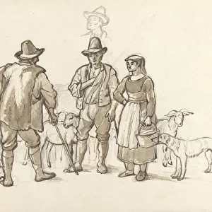 Shepherds shepherdess conversation Drawing group