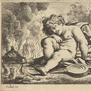 Sleeping putto, Anonymous, 1618 - 1705