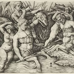 Two Tritons fighting - Battle Sea Gods right portion