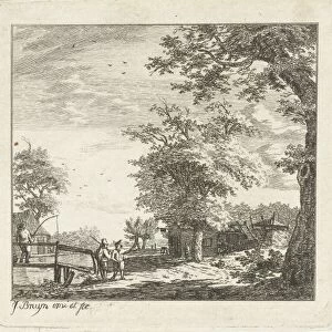 Village view, print maker: Johanna de Bruyn, 1732 - 1782