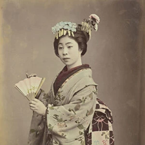 Young Woman Fan Kusakabe Kimbei Japanese 1841