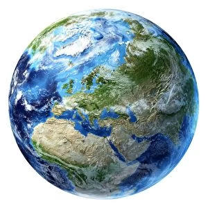 3D rendering of planet Earth, centered on Europe