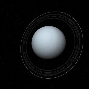 Artists concept of Uranus and its rings