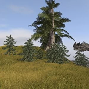 Ceratosaurus running up a hill