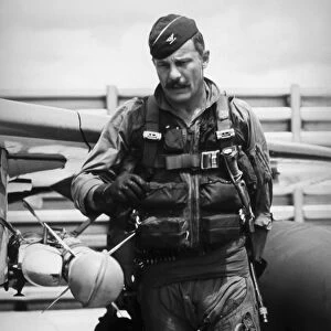 Colonel Robin Olds doing a preflight inspection on his F-4C Phantom, 1967